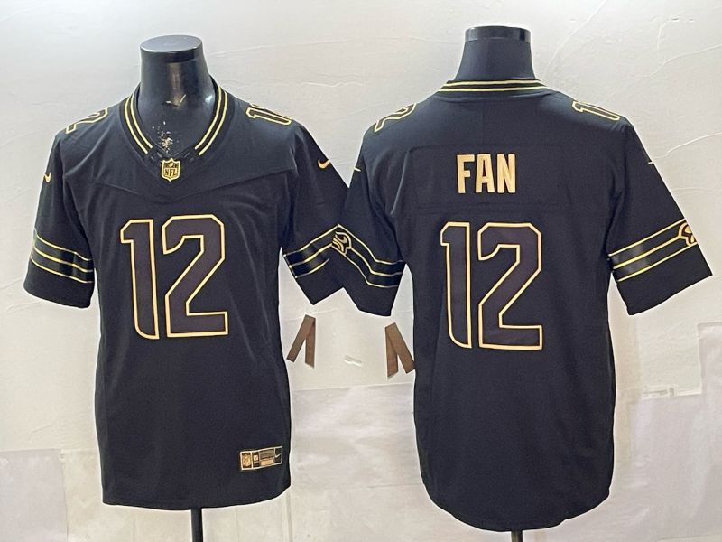 Men 2026 Seattle Seahawks #12 Fan Black gold 3th generations Nike Limited NFL Jersey style 002